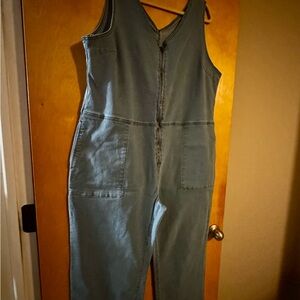 Women's Sleeveless Zipper Jumpsuit in Slate Blue